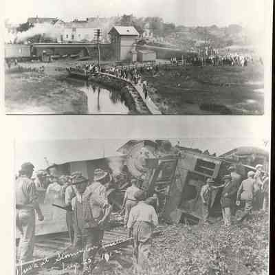 Two photos of Stonington train wreck, July 25, 1912, Stonington CT