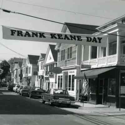 Looking south on Water Street with banner, Stonington CT