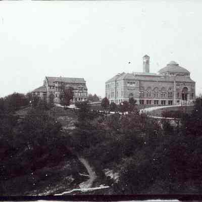 Buildings on hill, possibly Slater and Norwich Free Academy, Norwich CT