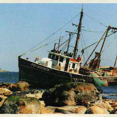 Commercial fishing boat POCAHONTQA arground in Southern New England