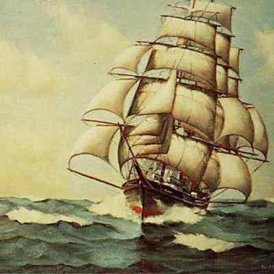 Tall Ship Under Full Set of Sails
