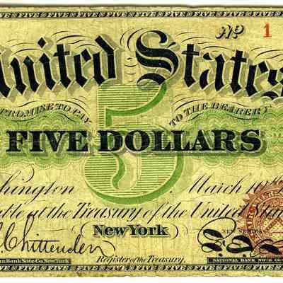 Five Dollar "Greenback", Washington, Treasury of the United States