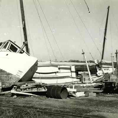 Boats washed up on Town Dock