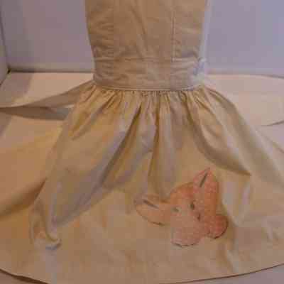 White Bib Child's Apron with Elephant