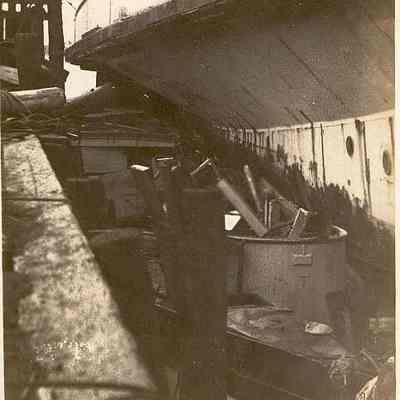 "Nomad" being crushed at dock, Stonington CT