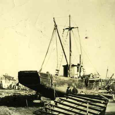 Fishing boats on shore