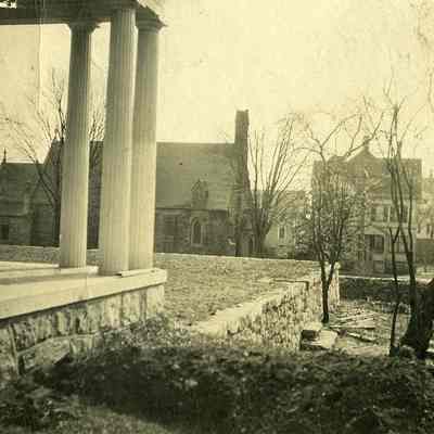 View from "The Hill" looking south facing church and borough hall