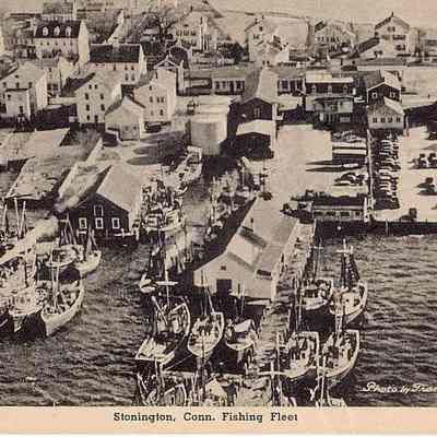 Aerial view of Stonington Fishing Fleet at Bindloss Dock