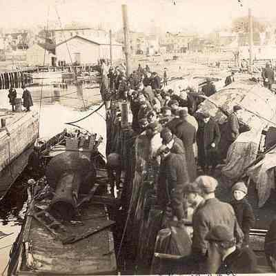 Nomad after explosition at Steamboat Wharf, Stonington CT