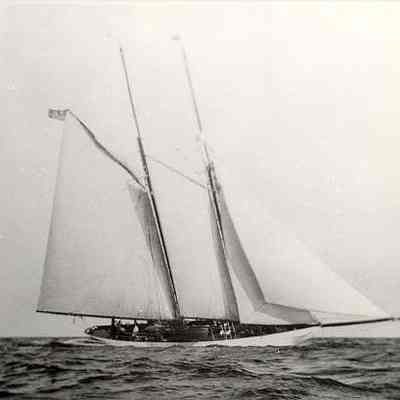 Sailing sloop underway, Stonington CT