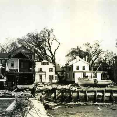 Wreckage of homes and boats Water Street near Union Street