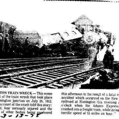 Photo from Westerly Sun, train wreck of 1912, Stonington CT
