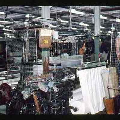 Old wooden looms at American Velvet