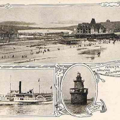 [Hotel] Nantasket showing Steamboat-Landing, Steamer Mayflower, Deer Island Light