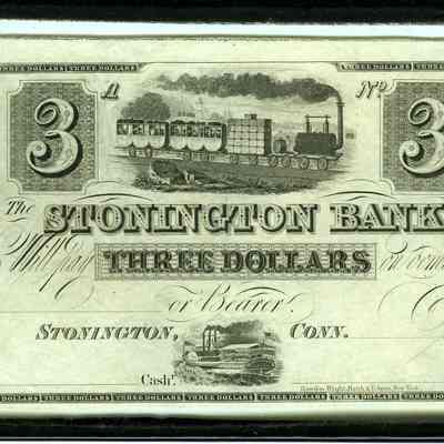 $3.00 bank note from Stonington Bank