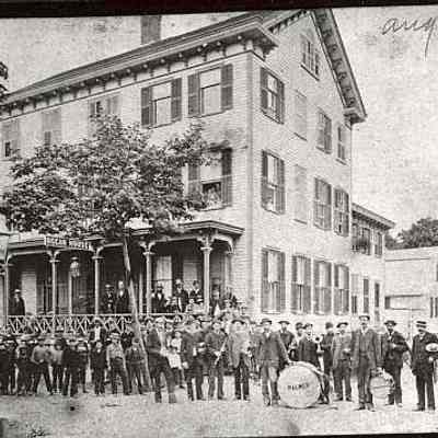 1881 Palmer Reunion Band in front of Ocean House Hotel, 117 Water Street, Grand & Water, Stonington CT