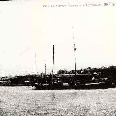 View of harbor from end of breakwater, Stonington CT