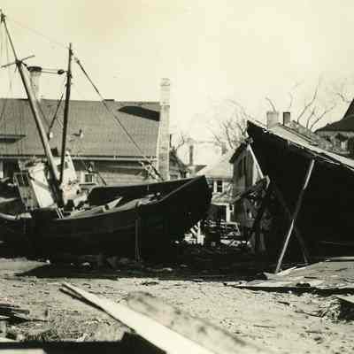 Fishing boats washed ashore