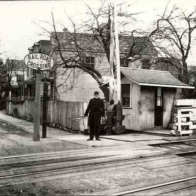 East side of Main Street at the Elm Street and Main Street rail road crossing, Stonington CT