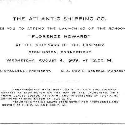 Invitation to launching of Florence Howard