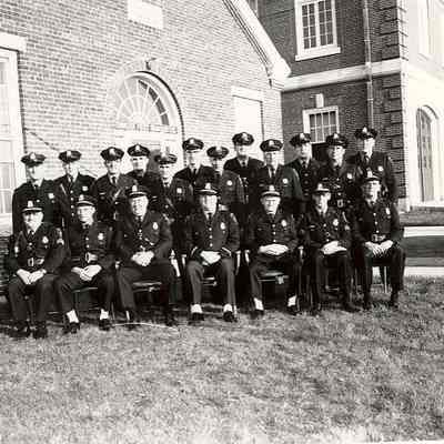 Stonington police department members outside of station, 1960s, Stonington CT