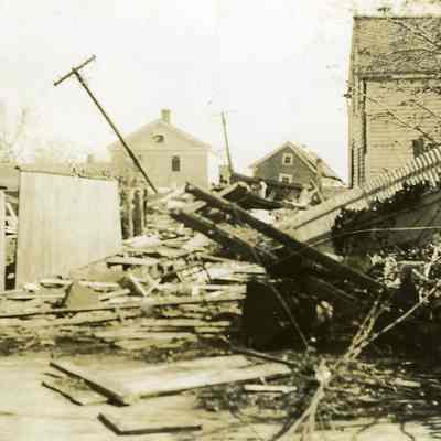 Destruction and debris in road