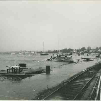 Boats and debris in Stonington Harbor