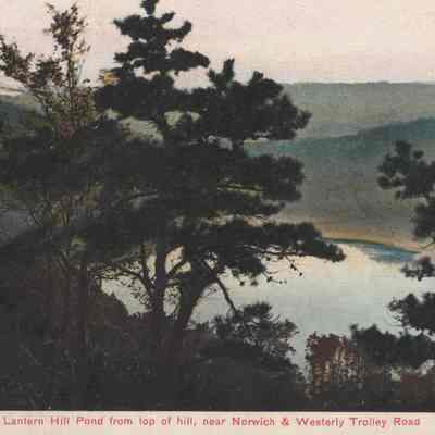 "Lantern Hill Pond from top of hill, near Norwich & Westerly Trolley Road"