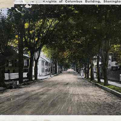 Main Street looking north with Knights of Columbus building, Stonington CT