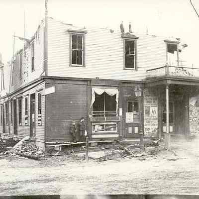 Building, possibly theater, in Mystic after fire