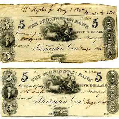 Five Dollar Stonington Bank notes