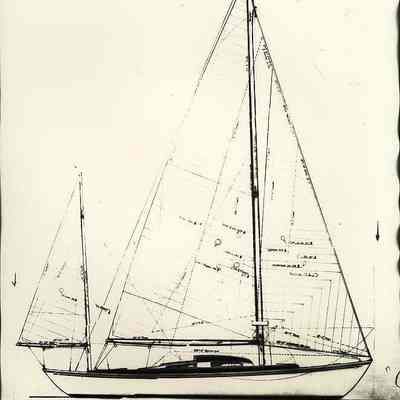 Photo of drawing for "Stout Fella" 33 Yawl