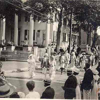 Colonial marchers on Main Street, Stonington CT