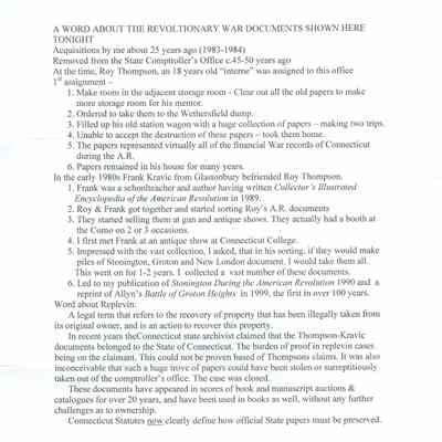 A Word about the Revolutionary War Documents