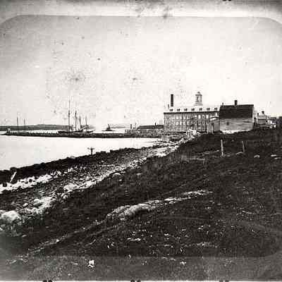 Trumbull Factory with 1830 breakwater, 1851, Stonington CT
