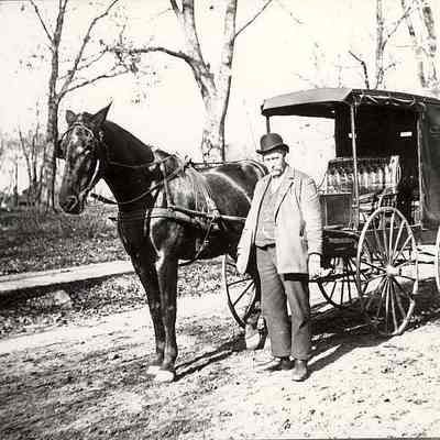 Man with horse and covered buggy, Stonington CT?