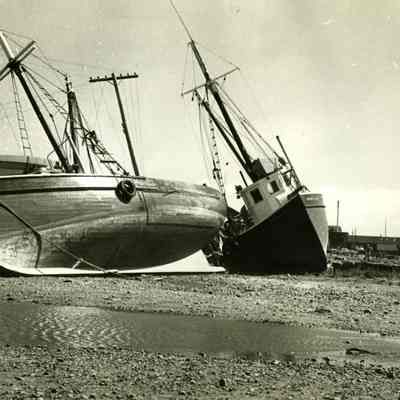 Fishing boats on shore