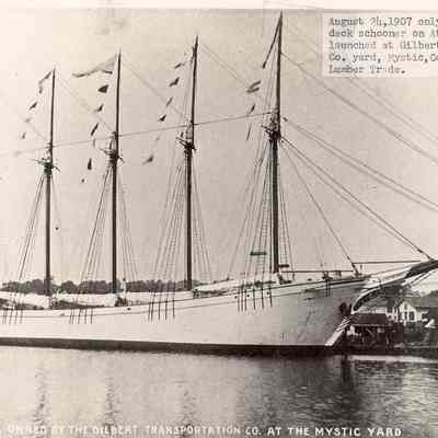 Schooner Elvira Ball, owned by the Gilbert Transportation Co. at the Mystic Yard