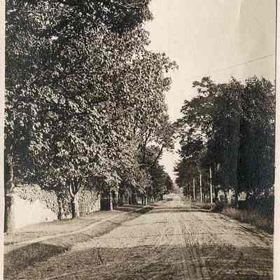 View down a country road, 1900