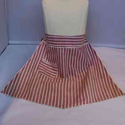 Purple and White Striped Child's Waist Apron
