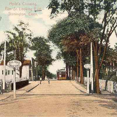 Hyde's Crossing, Elm Street looking east, Stonington CT