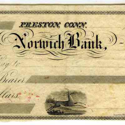 Three blank checks Norwich Bank, Preston Conn. Doane & Treat