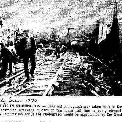 Photo of train wreck, 1912, from Westerly Sun