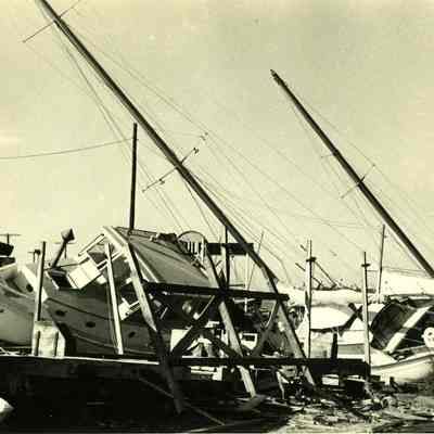 Boats washed on shore
