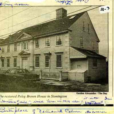 Article and photo of restored Peleg Brown House, Stonington CT