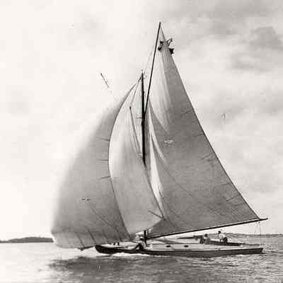 Sailing sloop under sail, Stonington CT
