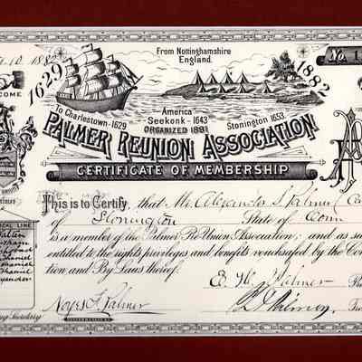 Palmer Reunion Association Certificate