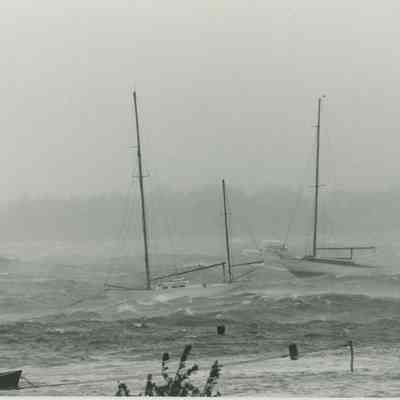Boats tossed around in Stonington Harbor