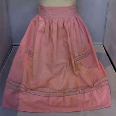 Pink Waist apron with blue piping