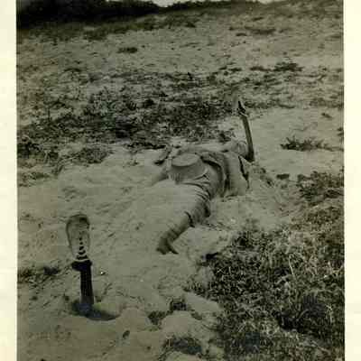 Merton buried in sand